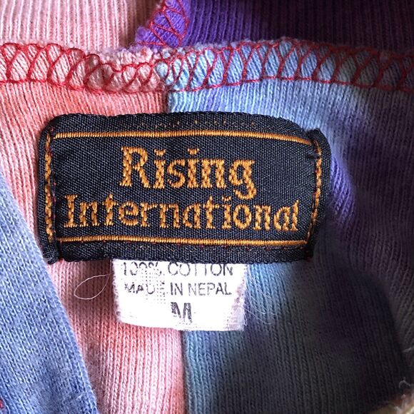 Rising International Hoodie Hippie Boho Art Sweatshirt Jacket Medium Zip Pockets - Picture 2 of 8